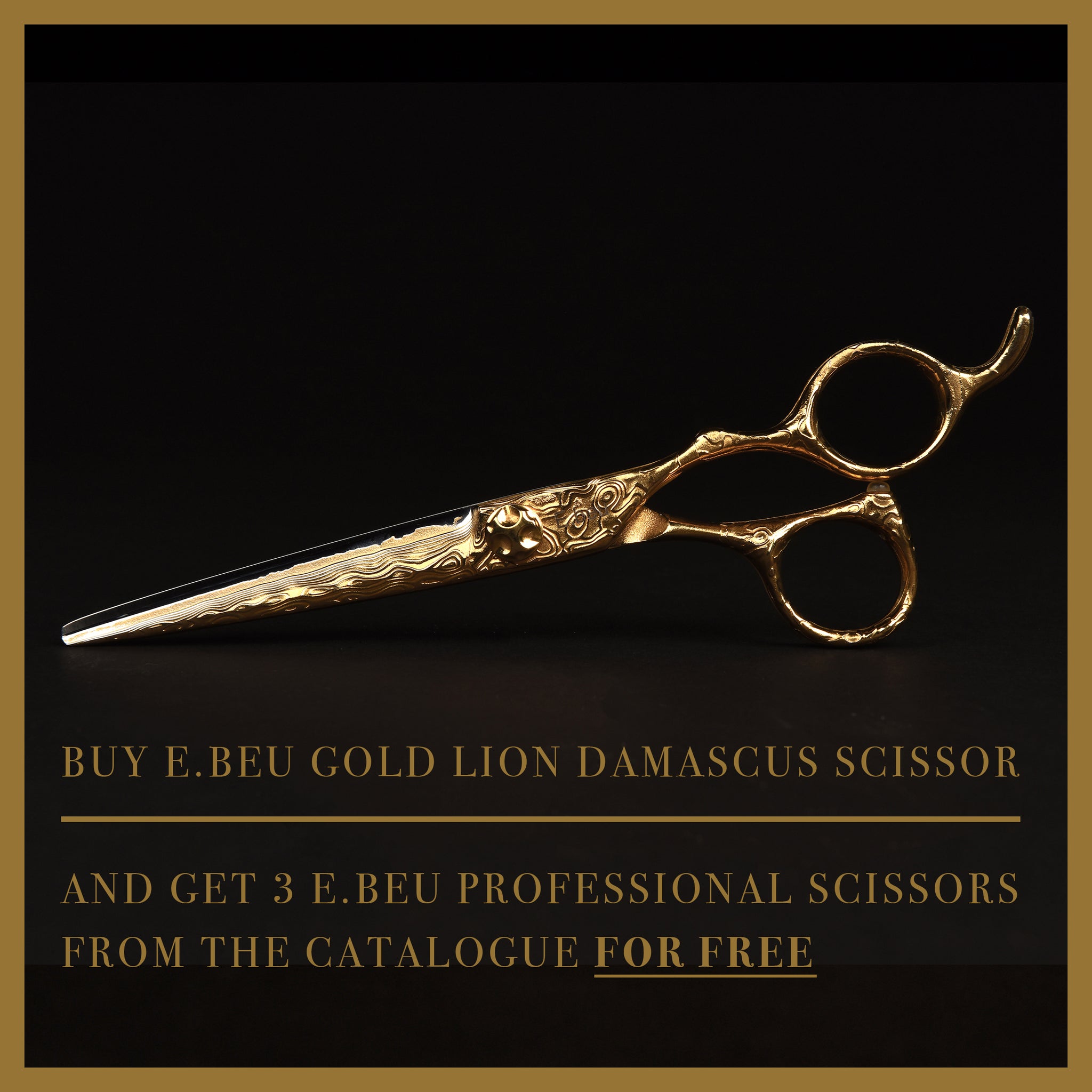 Lion Scissors E.Beu Gold Lion Damascus Scissor – Beu Scissors